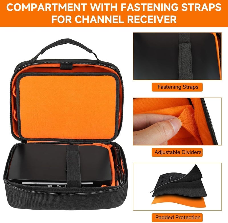 MRINCA 3 Slots Microphone Case for Wireless Microphones, Carrying Bag with Padded Interior for Mics Up to 9.4" (Must Lay Flat), Max Height 6.7", Compact Storage Organizer for Receiver & Accessories - Image 5